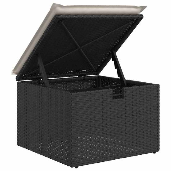 Salon de jardin 4 places en poly rotin avec rangement et table Noir – ComfortXL Outdoor Living - Image 9