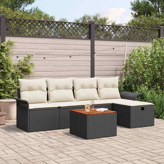 Salon de jardin 4 places en poly rotin avec rangement et table Noir – ComfortXL Outdoor Living - Image 1