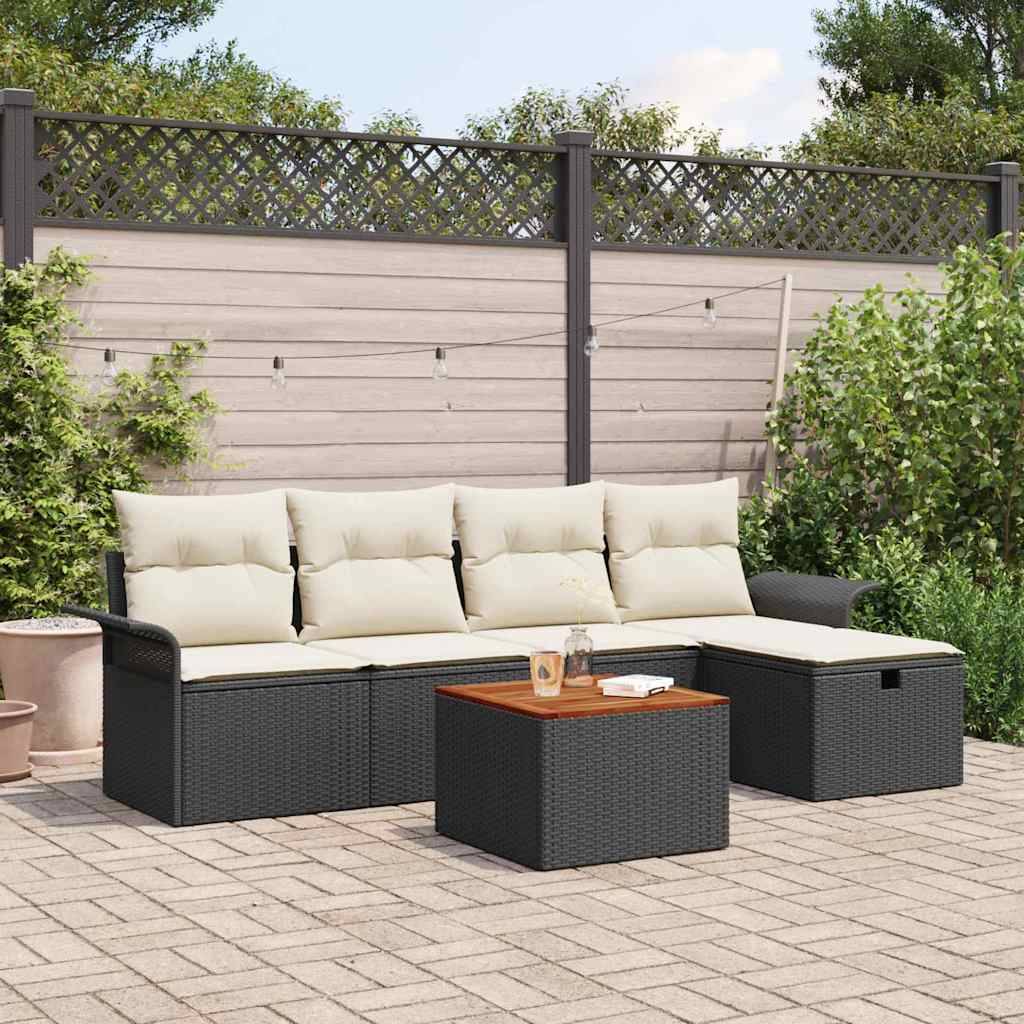 Salon de jardin 4 places en poly rotin avec rangement et table Noir – ComfortXL Outdoor Living - Image 1