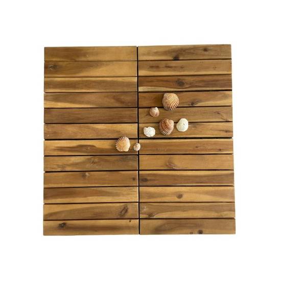 Dalle en bois acacia huilé Snap & Go (lot de 4) - Chêne moyen 30 x 30 cm - Snap & Go - Image 3