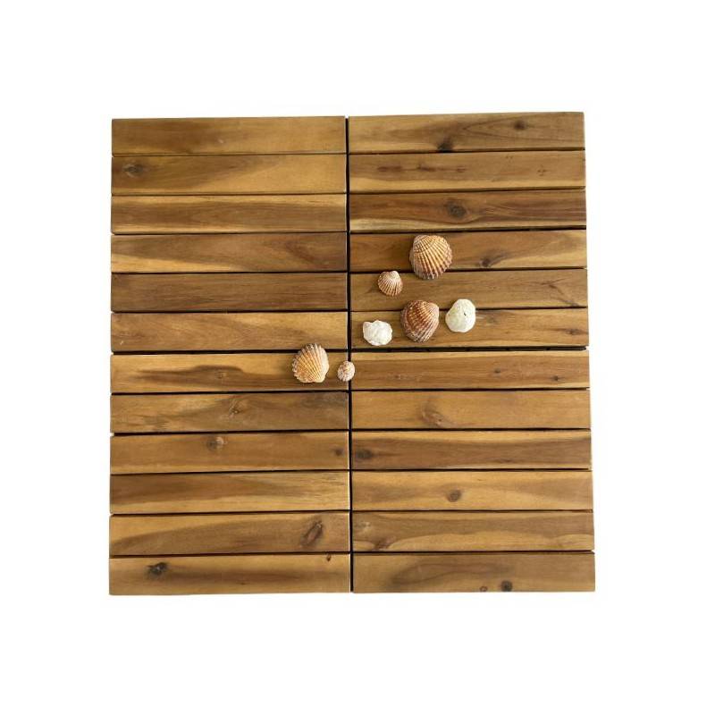 Dalle en bois acacia huilé Snap & Go (lot de 4) - Chêne moyen 30 x 30 cm - Snap & Go - Image 3