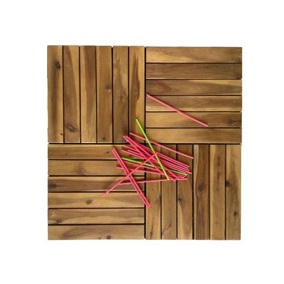 Dalle en bois acacia huilé Snap & Go (lot de 4) - Chêne moyen 30 x 30 cm - Snap & Go - Image 2