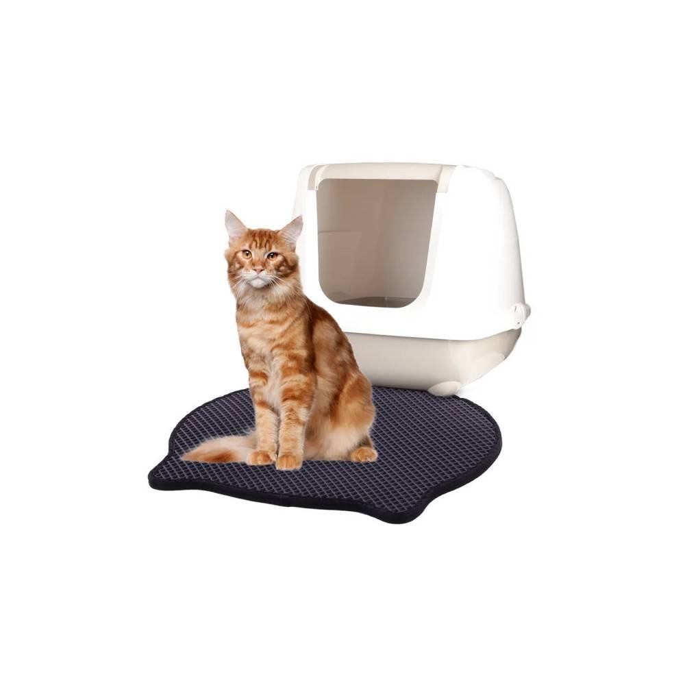 Tapis de bac à litière tête de chat noir 50 x 40 cm pour chat - Imagen 7