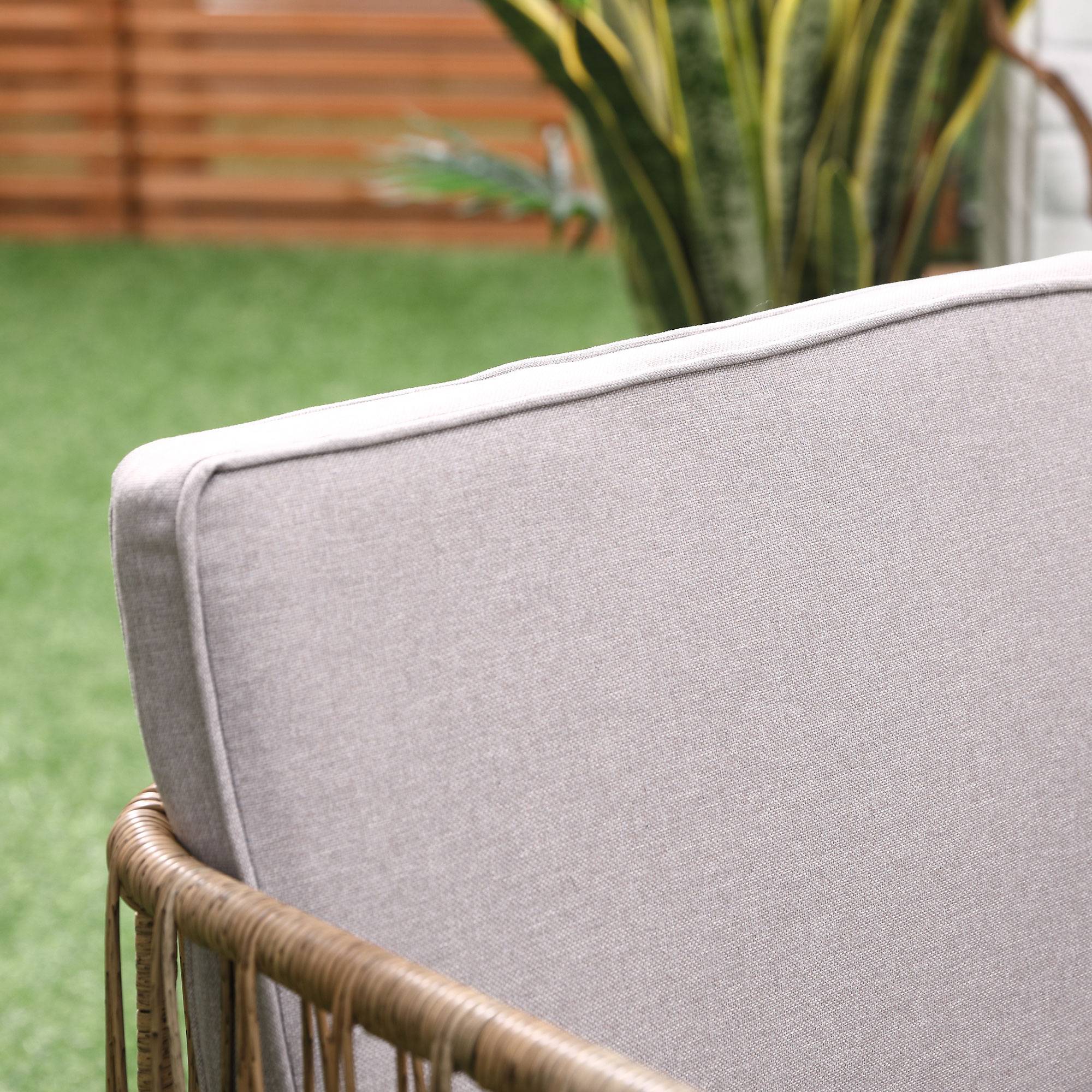 Outsunny - Salon de jardin 4 places 4 pièces style colonial table basse coussins beige inclus résine tressée aspect rotin - Outsunny - Imagen 8