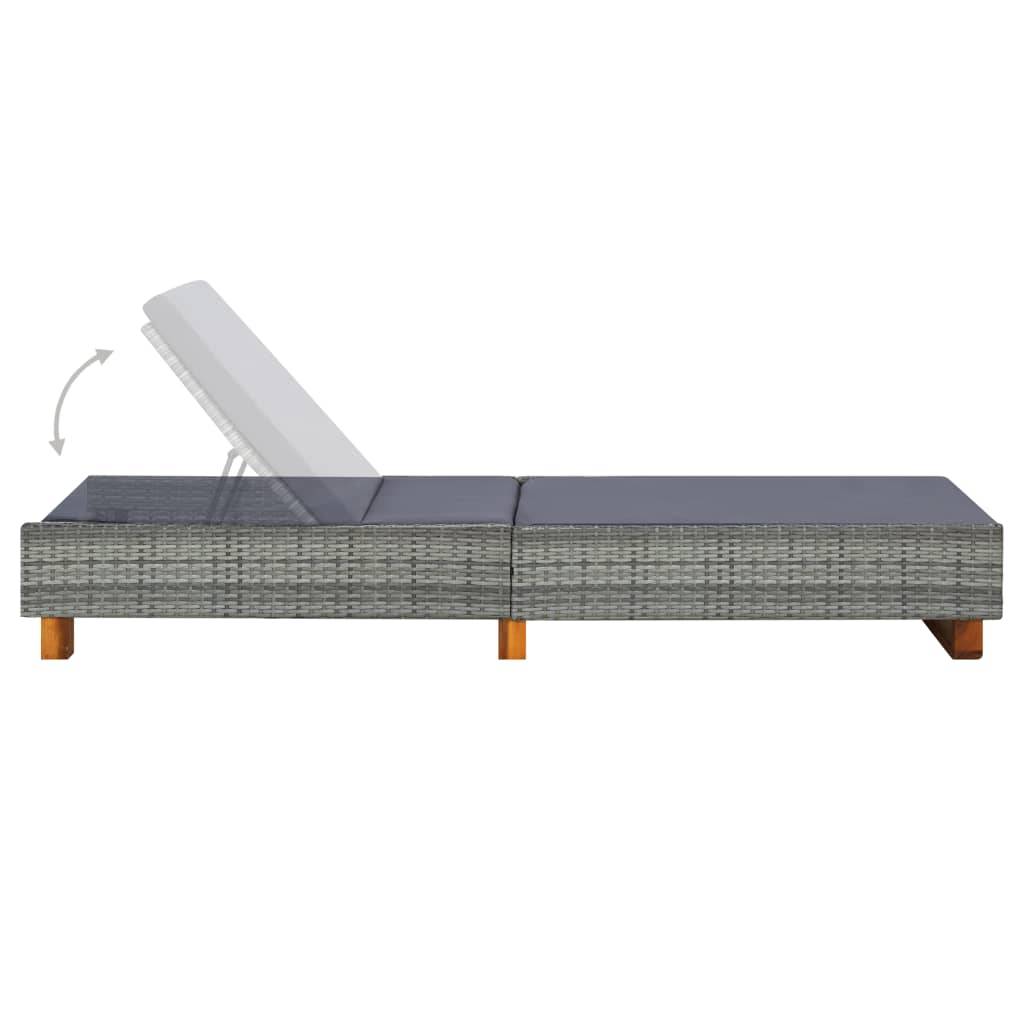 Helloshop26 - Transat bain de soleil avec coussin résine tressée gris - Imagen 5