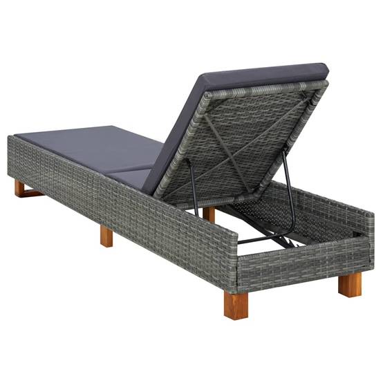 Helloshop26 - Transat bain de soleil avec coussin résine tressée gris - Imagen 4