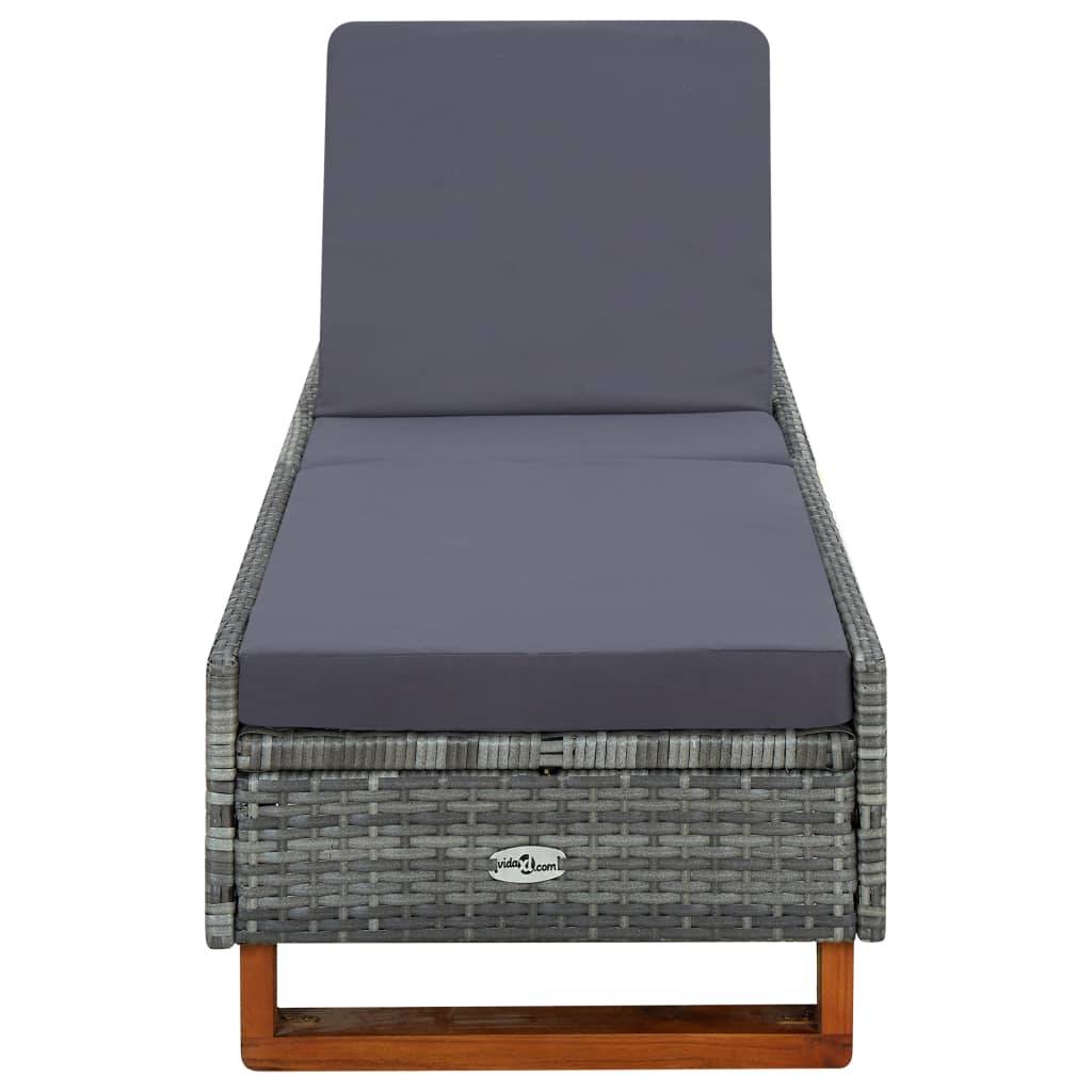 Helloshop26 - Transat bain de soleil avec coussin résine tressée gris - Imagen 2