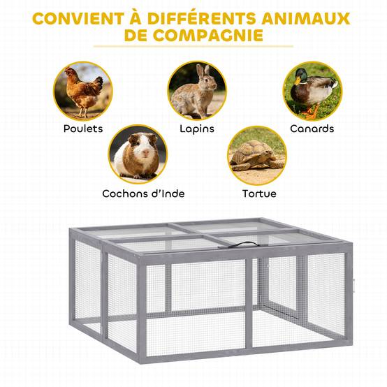 Enclos lapin pliable en bois pour extérieur avec toit ouvrant 110x105x50cm gris - ComfortXL Outdoor Living - Image 10