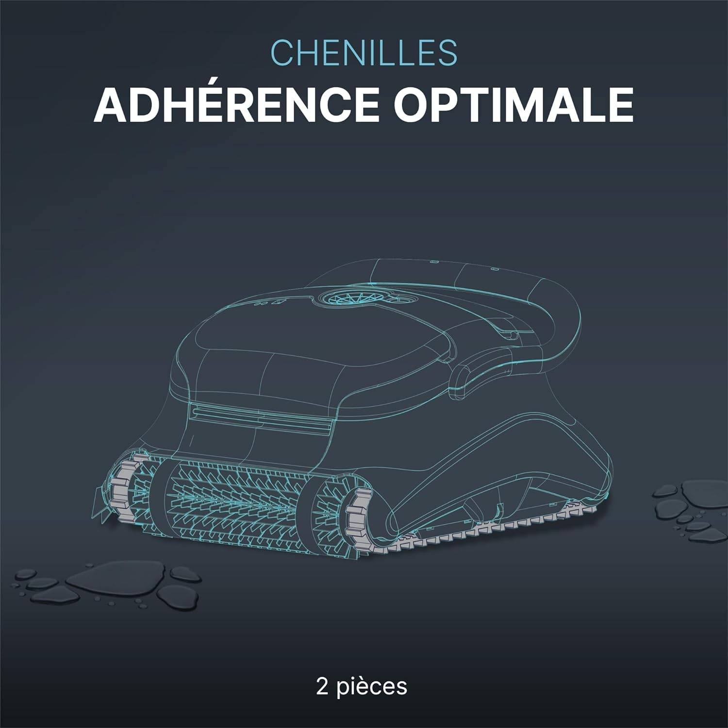Dolphin - Lot de 2 chenilles d'entrainement grises pour robot dolphin 9985006-R2 Dolphin - Imagen 5