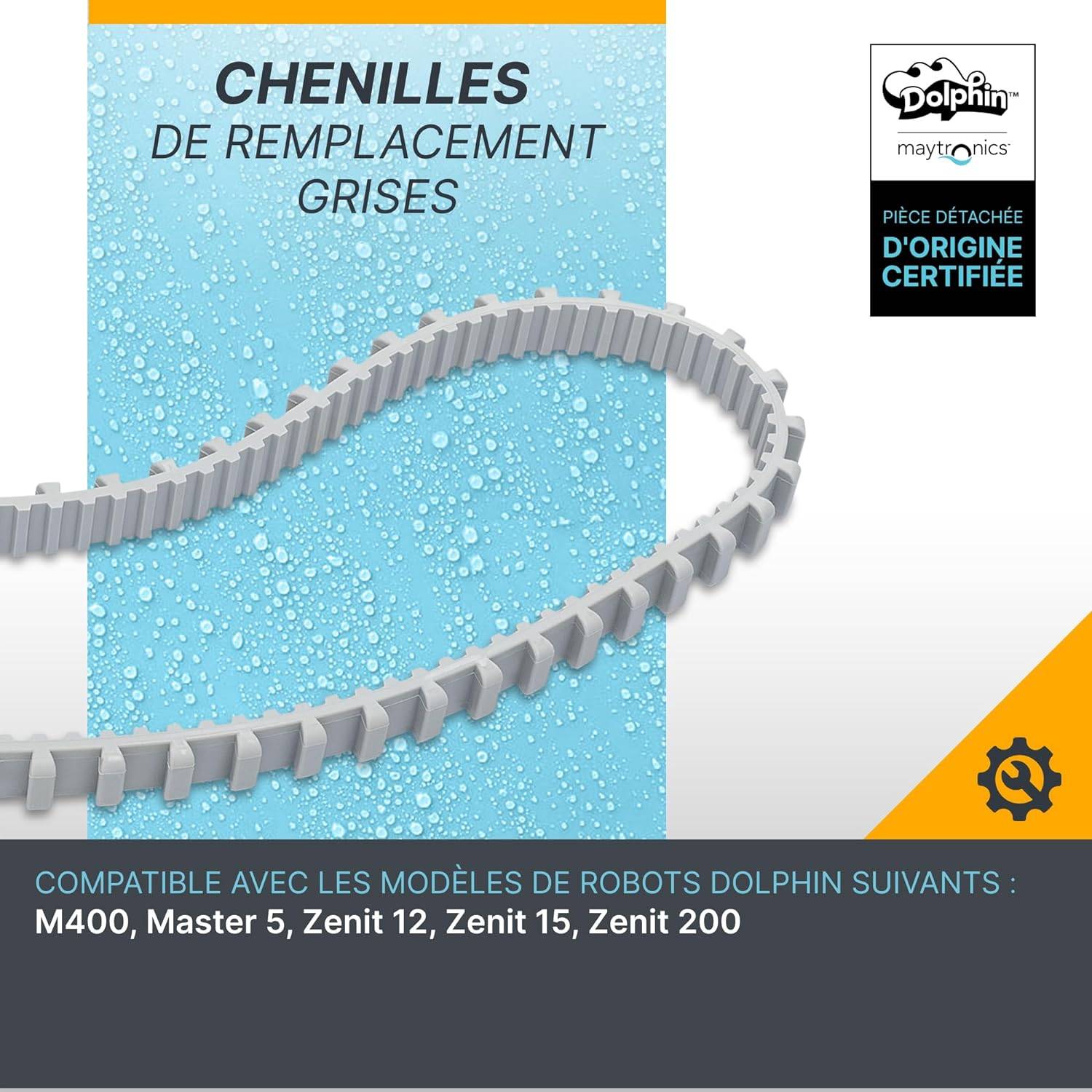 Dolphin - Lot de 2 chenilles d'entrainement grises pour robot dolphin 9985006-R2 Dolphin - Imagen 2