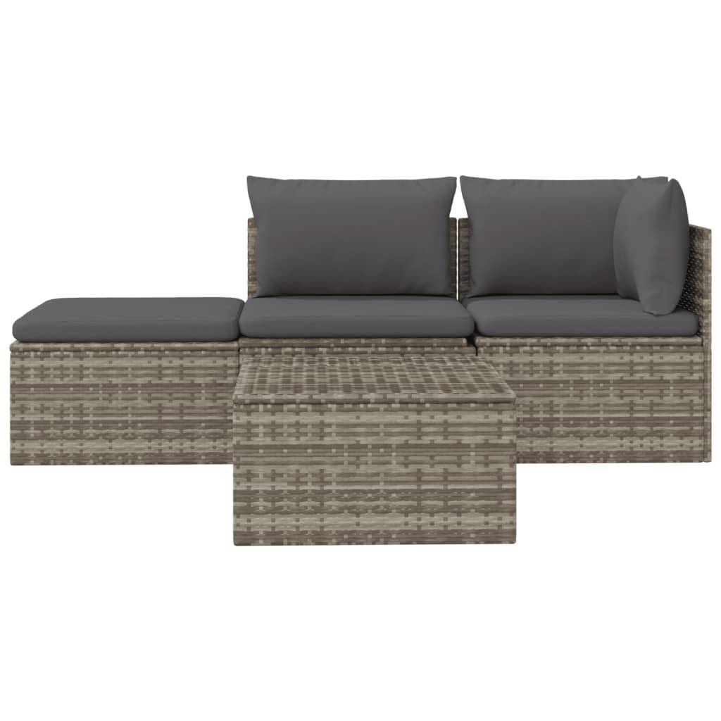 Vidaxl - Salon de jardin 4 pcs avec coussins Gris Résine tressée vidaXL 318676 - Imagen 9
