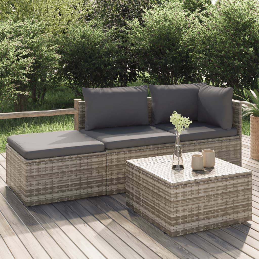 Vidaxl - Salon de jardin 4 pcs avec coussins Gris Résine tressée vidaXL 318676 - Imagen 1
