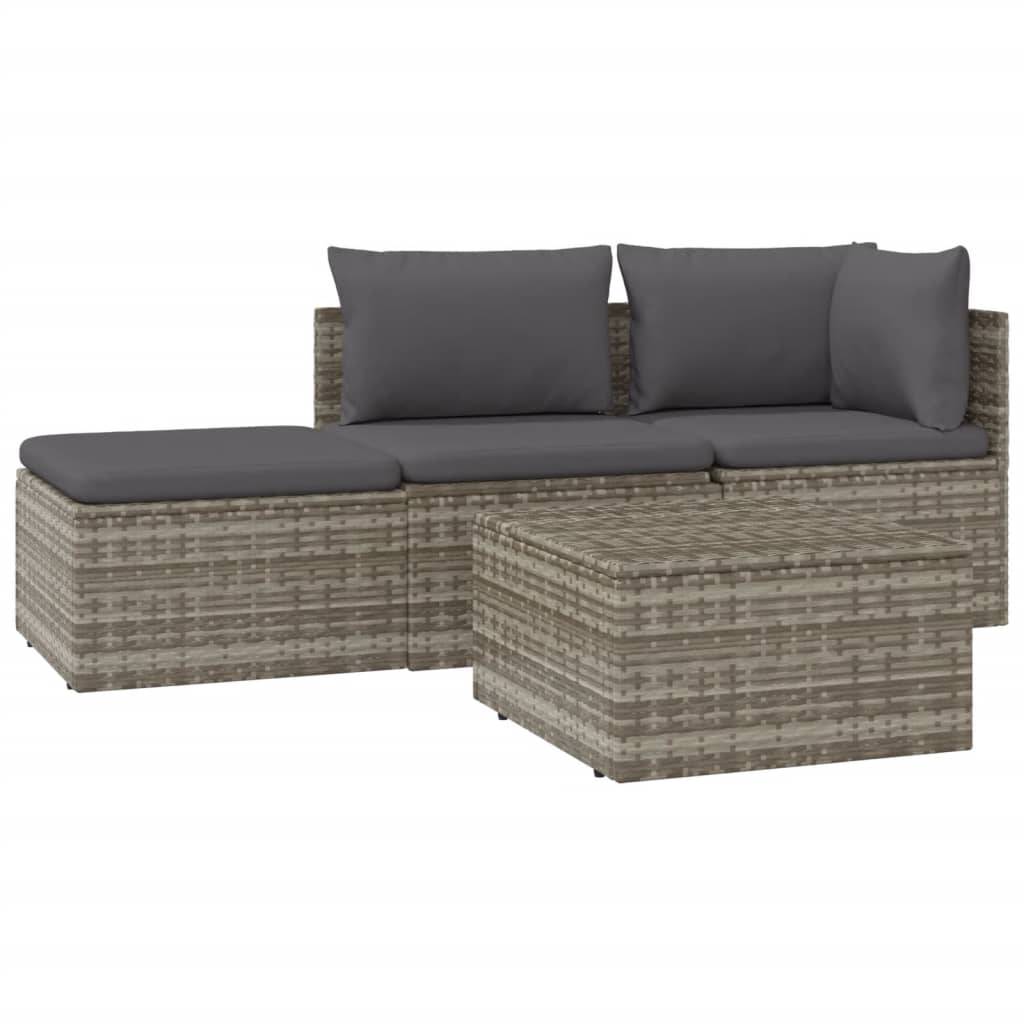 Vidaxl - Salon de jardin 4 pcs avec coussins Gris Résine tressée vidaXL 318676 - Imagen 2