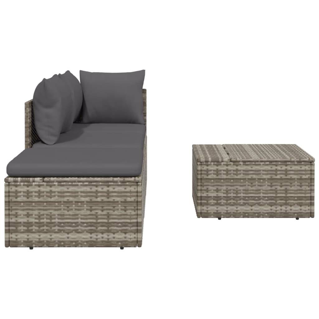 Vidaxl - Salon de jardin 4 pcs avec coussins Gris Résine tressée vidaXL 318676 - Imagen 6