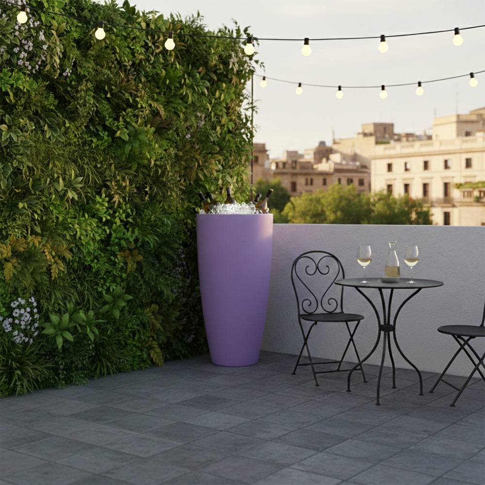 Pot conique 3-en-1 table inox : jardinière, mange-debout et bac à glaçons - plast'up rotomoulage - Image 4