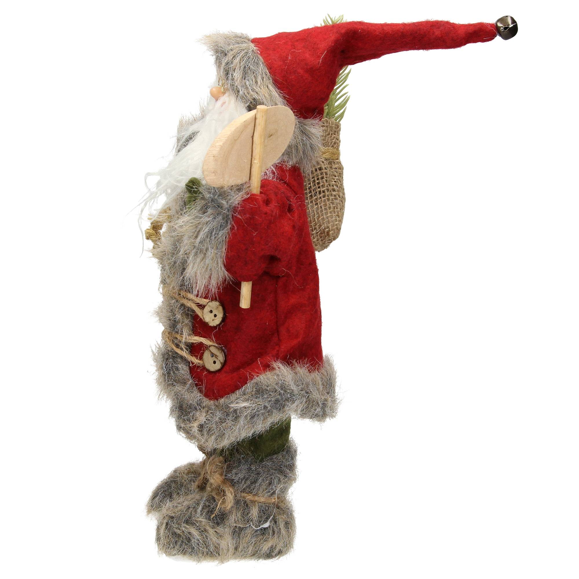 Ecd-Germany - Décoration Père Noël figurine Welcome de Noël poupée de collection rouge 37 cm - Imagen 3