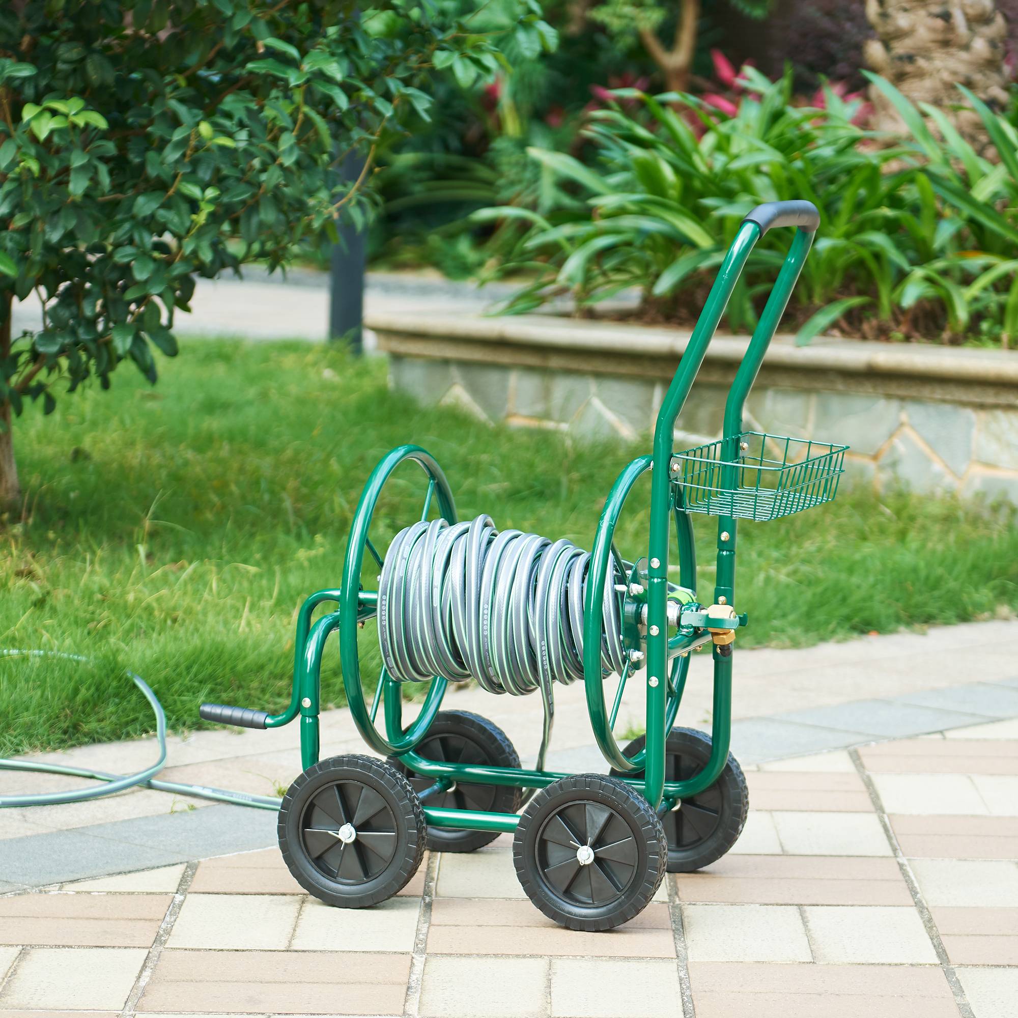 Pro.Tec - Enrouleur de Tuyau 3/4 pouce pour tuyau jusqu'à 70 m 86 x 44 x 95 cm vert [pro.tec] - Imagen 3