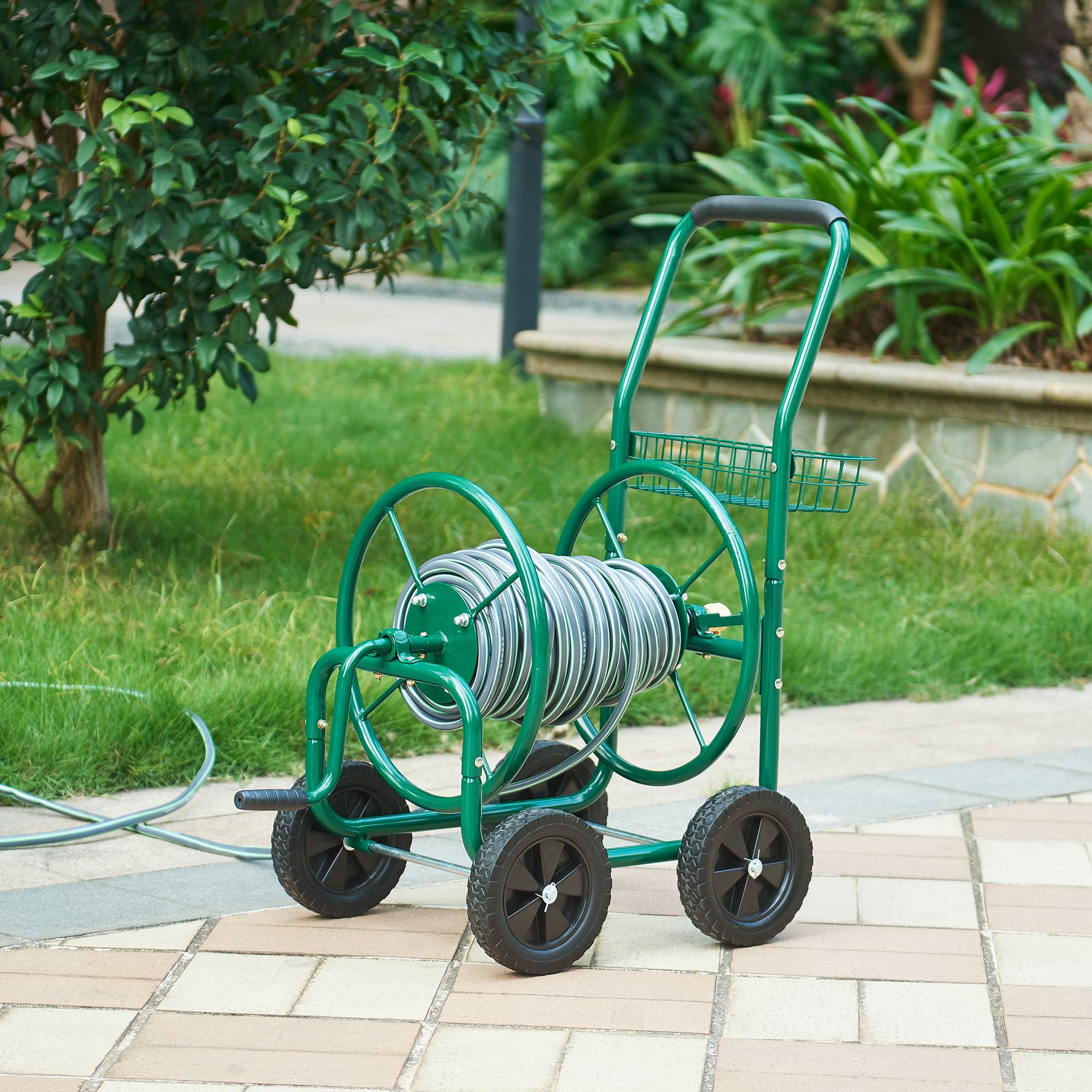 Pro.Tec - Enrouleur de Tuyau 3/4 pouce pour tuyau jusqu'à 70 m 86 x 44 x 95 cm vert [pro.tec] - Imagen 2