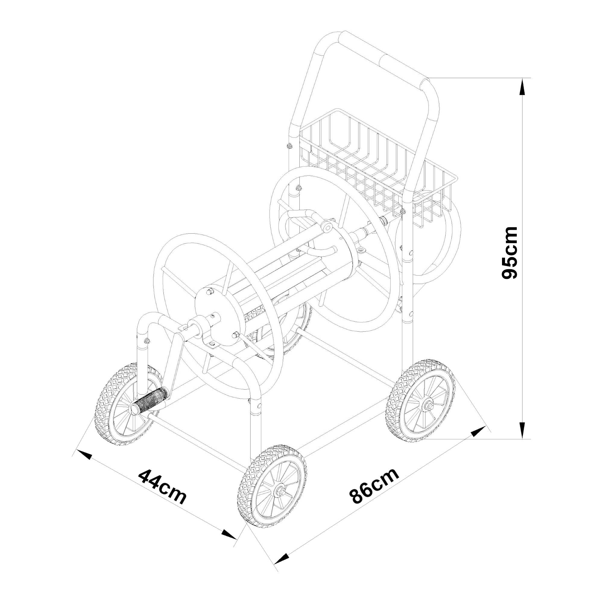Pro.Tec - Enrouleur de Tuyau 3/4 pouce pour tuyau jusqu'à 70 m 86 x 44 x 95 cm vert [pro.tec] - Imagen 4
