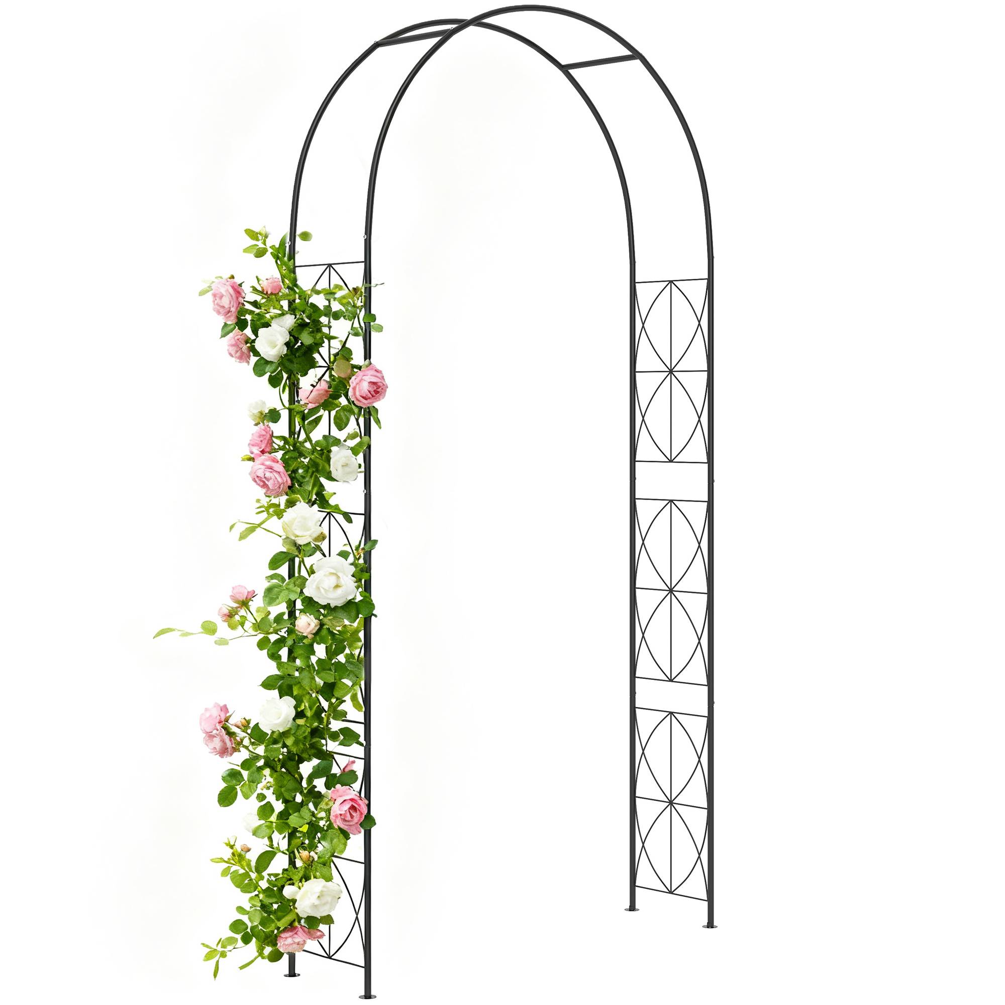 Outsunny - Arche à rosiers treillis tuteur plantes grimpantes 114x30x230cm Fer forgé métal époxy noir - Outsunny - Image 1