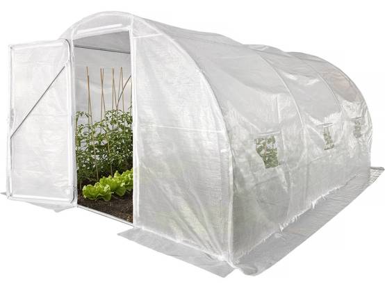 Serre Tunelle De Jardin Avec Porte 4 X 3 M "mimosa" - 12 M² - 180g - Blanc -habitat Et Jardin - Image 1