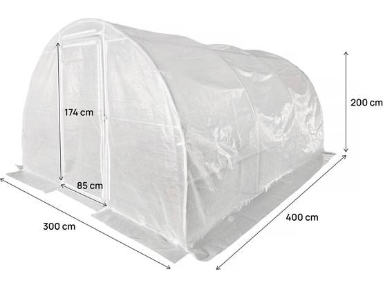 Serre Tunelle De Jardin Avec Porte 4 X 3 M "mimosa" - 12 M² - 180g - Blanc -habitat Et Jardin - Image 4