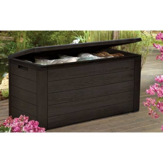 Sans Marque - TOOD Malle / coffre de rangement en résine - 300 L - 120 x 46 x 58 cm - Marron aspect bois - Image 1