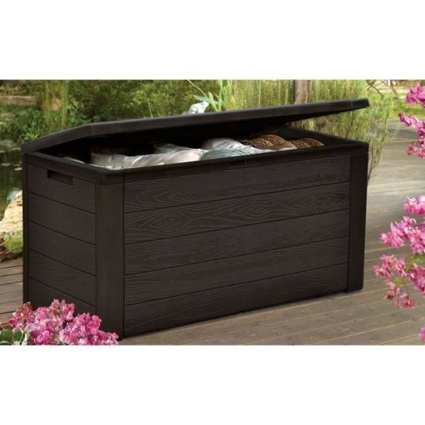 Sans Marque - TOOD Malle / coffre de rangement en résine - 300 L - 120 x 46 x 58 cm - Marron aspect bois - Image 1