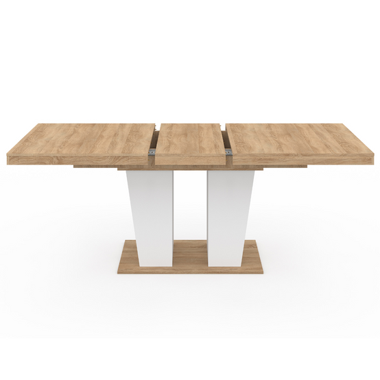 Table à manger extensible rectangle ELIAD 6-10 personnes bois et blanc 160-200 cm - Image 3