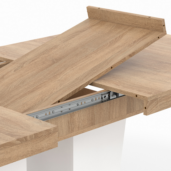 Table à manger extensible rectangle ELIAD 6-10 personnes bois et blanc 160-200 cm - Image 6