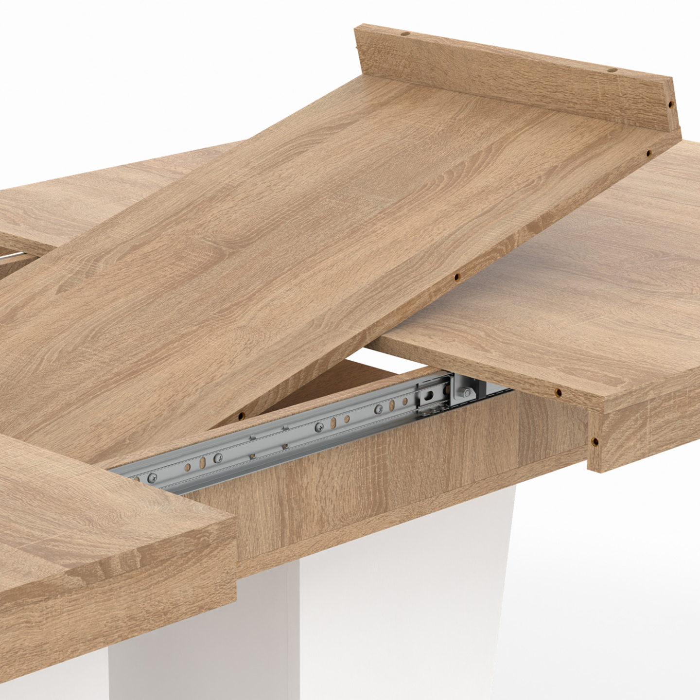 Table à manger extensible rectangle ELIAD 6-10 personnes bois et blanc 160-200 cm - Image 6