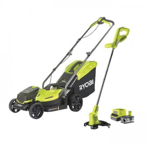 Ryobi - Tondeuse a Gazon RYOBI - Combo 2 outils ONE+ :   RLM18X33B40 + coupe-bordures OLT1825M OFFERT - RLM1833BLT1825M - Image 1