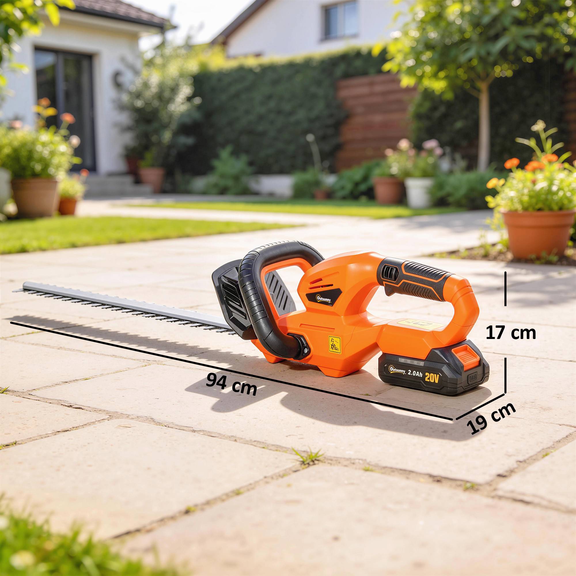 Taille-haie électrique sans fil, moteur 100W, sans fil, longueur coupe 51cm, ABS, Orange - Image 5