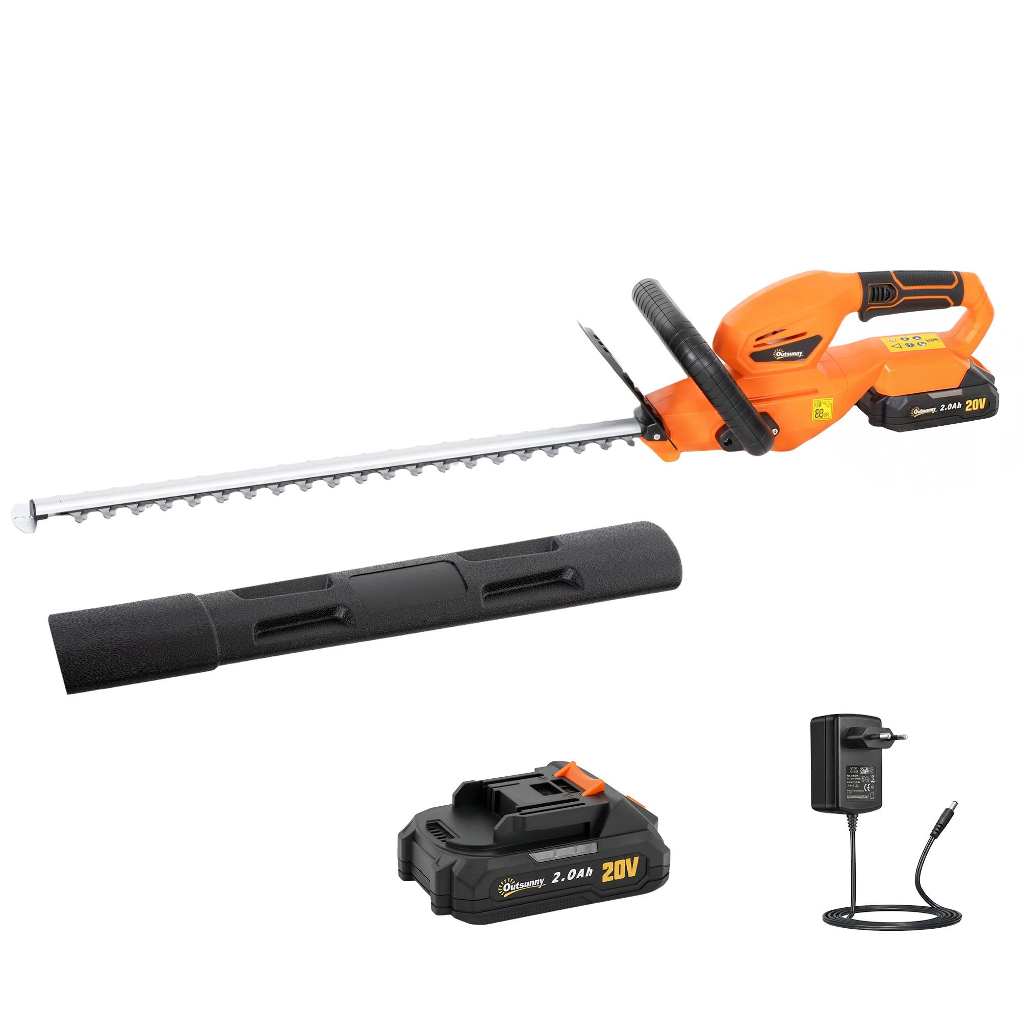 Taille-haie électrique sans fil, moteur 100W, sans fil, longueur coupe 51cm, ABS, Orange - Image 2