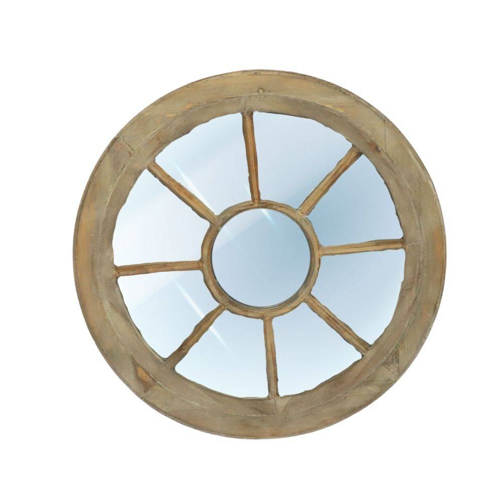 Chemin De Campagne - Miroir mural rond oeil de boeuf en bois marron Ø.90 cm Chemin de campagne