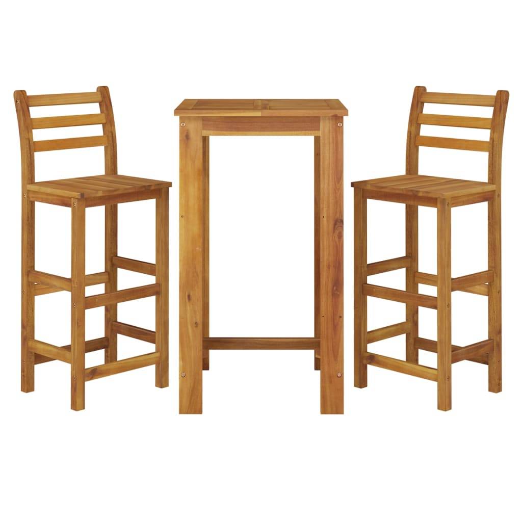 Maison Chic - Ensemble de 3 pcs bar de jardin - Mobilier d'extérieur - Mobilier de jardin bois d'acacia solide-JU2127 - Image 3