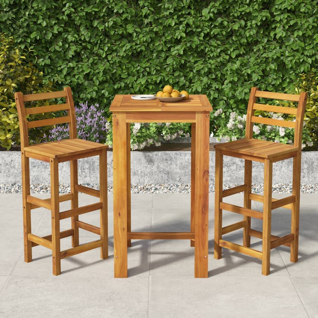Maison Chic - Ensemble de 3 pcs bar de jardin - Mobilier d'extérieur - Mobilier de jardin bois d'acacia solide-JU2127 - Image 2