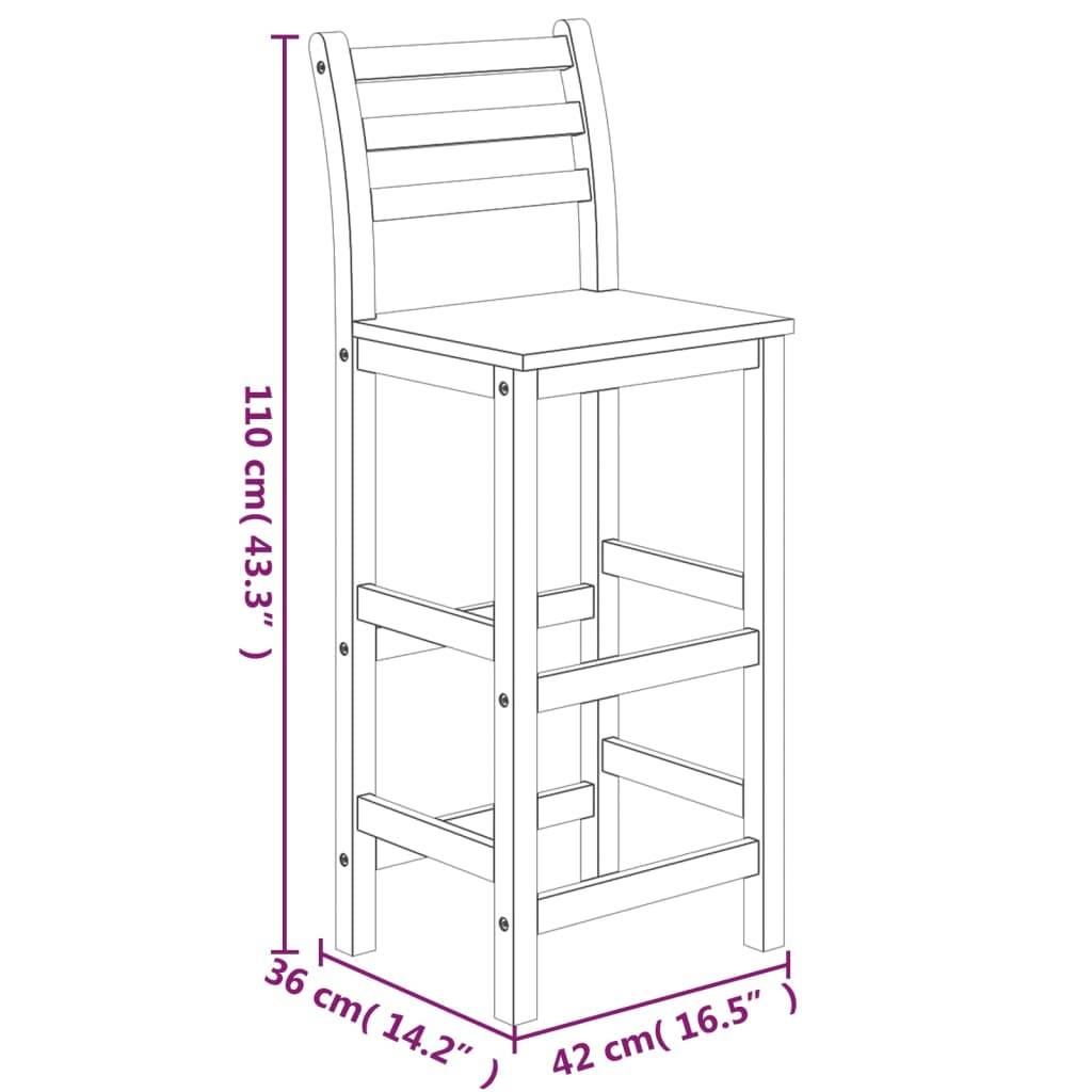 Maison Chic - Ensemble de 3 pcs bar de jardin - Mobilier d'extérieur - Mobilier de jardin bois d'acacia solide-JU2127 - Image 10
