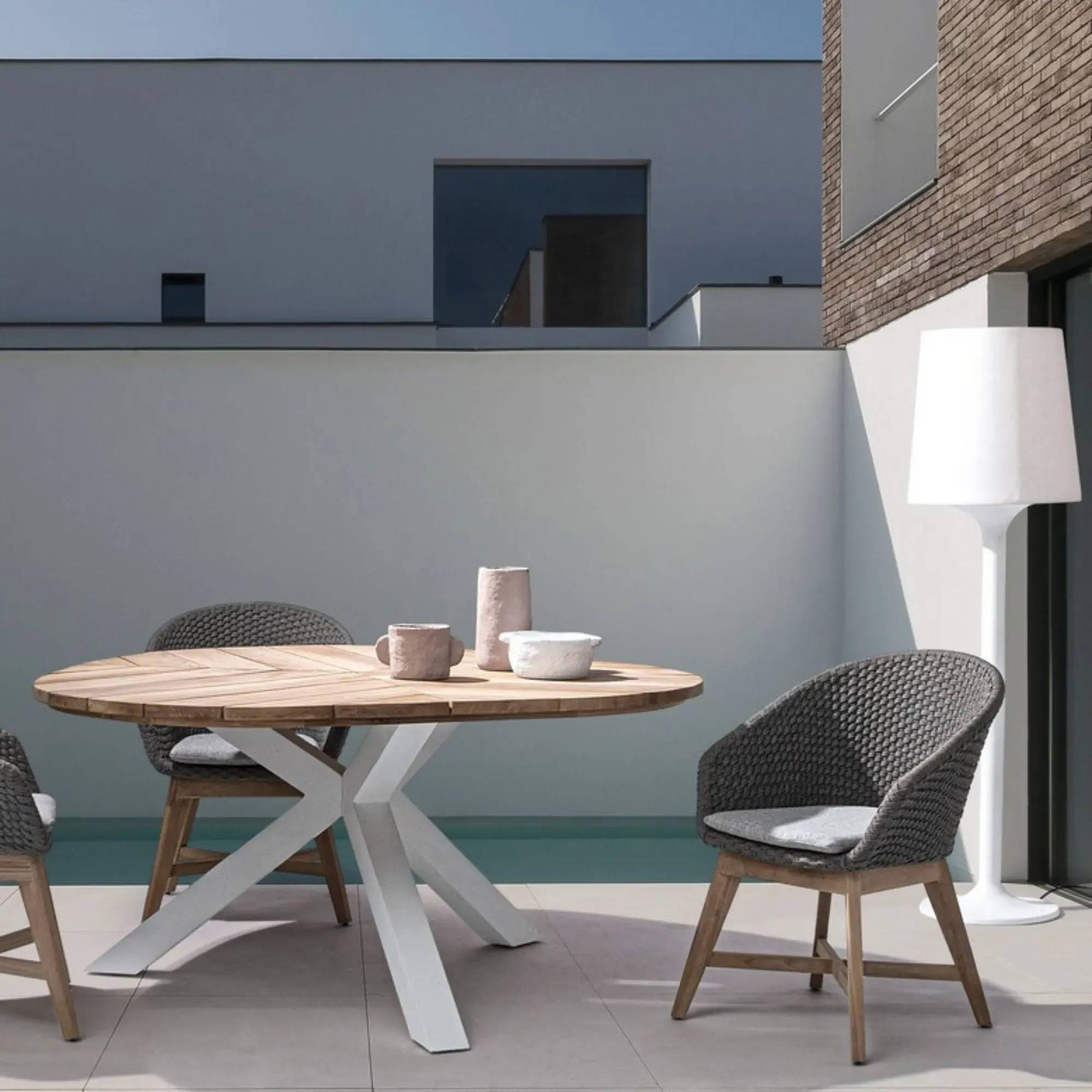 Autre - Table de jardin forme galet en teck et aluminium L160 - CAP FERRET - Imagen 2