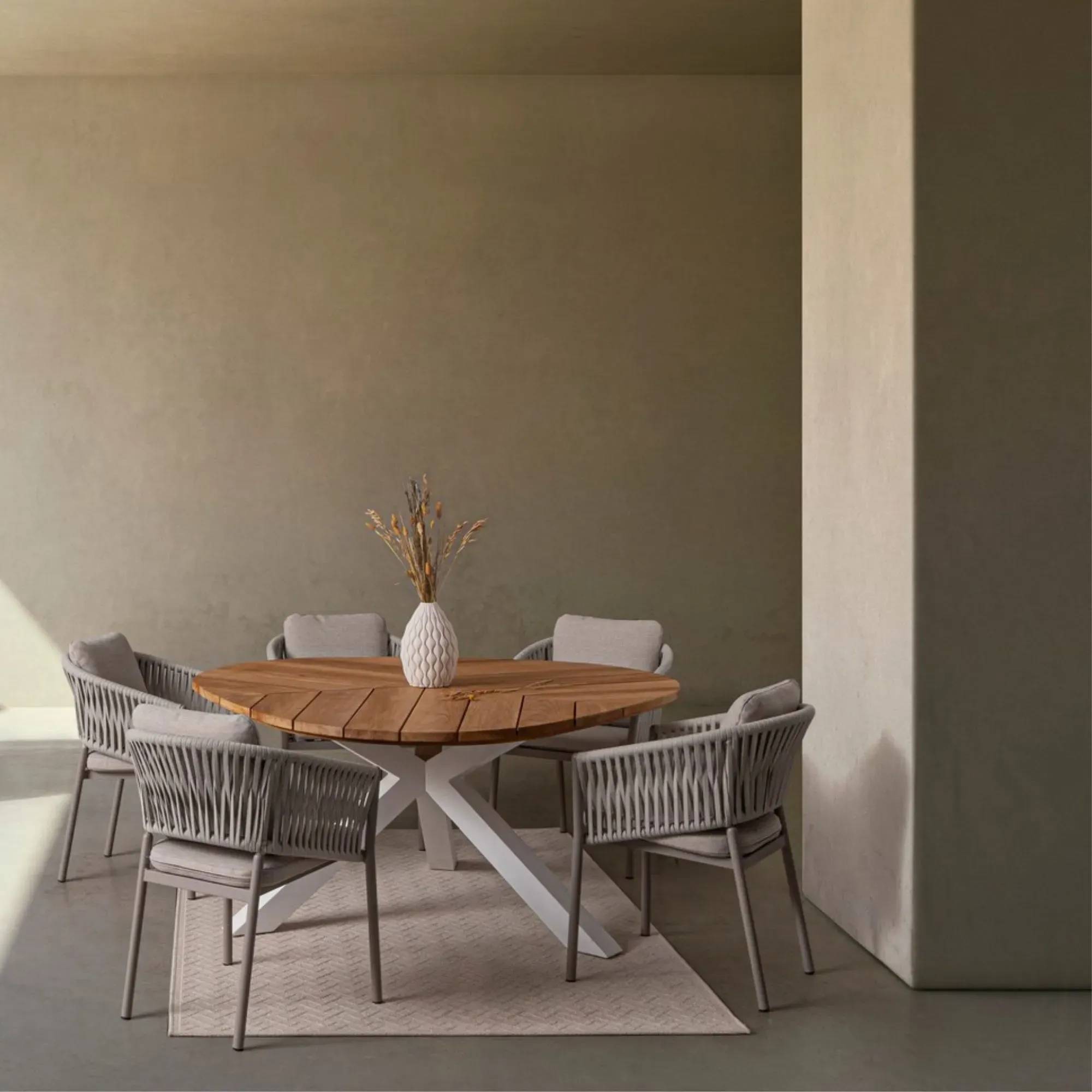 Autre - Table de jardin forme galet en teck et aluminium L160 - CAP FERRET - Imagen 3