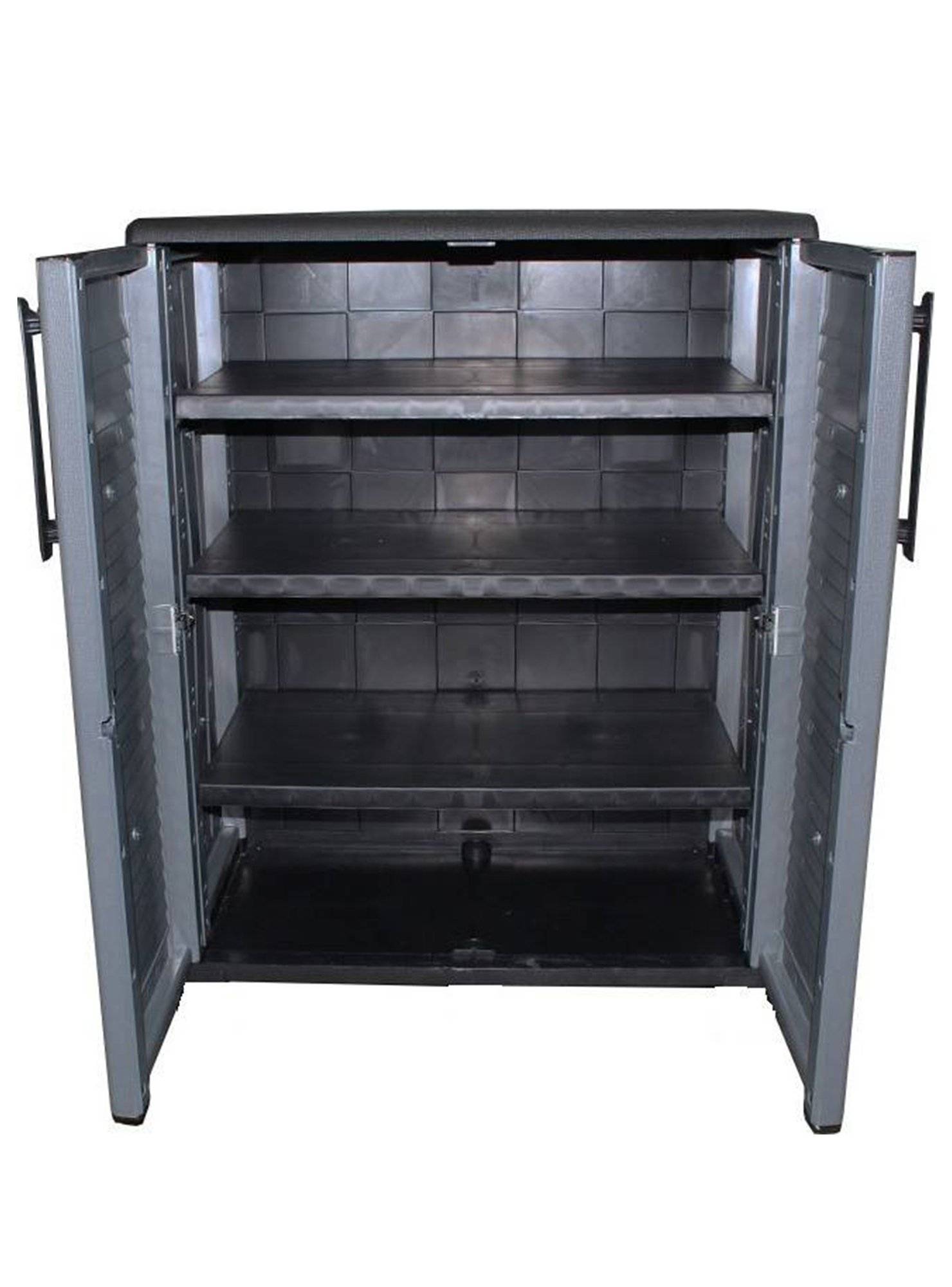 Dmora - Armoire d'extérieur Daltinie, Mobilier d'extérieur, Armoire de balcon polyvalente, Gris et Noir, Finition rayée, 68x37h84 cm - Dmora - Image 5