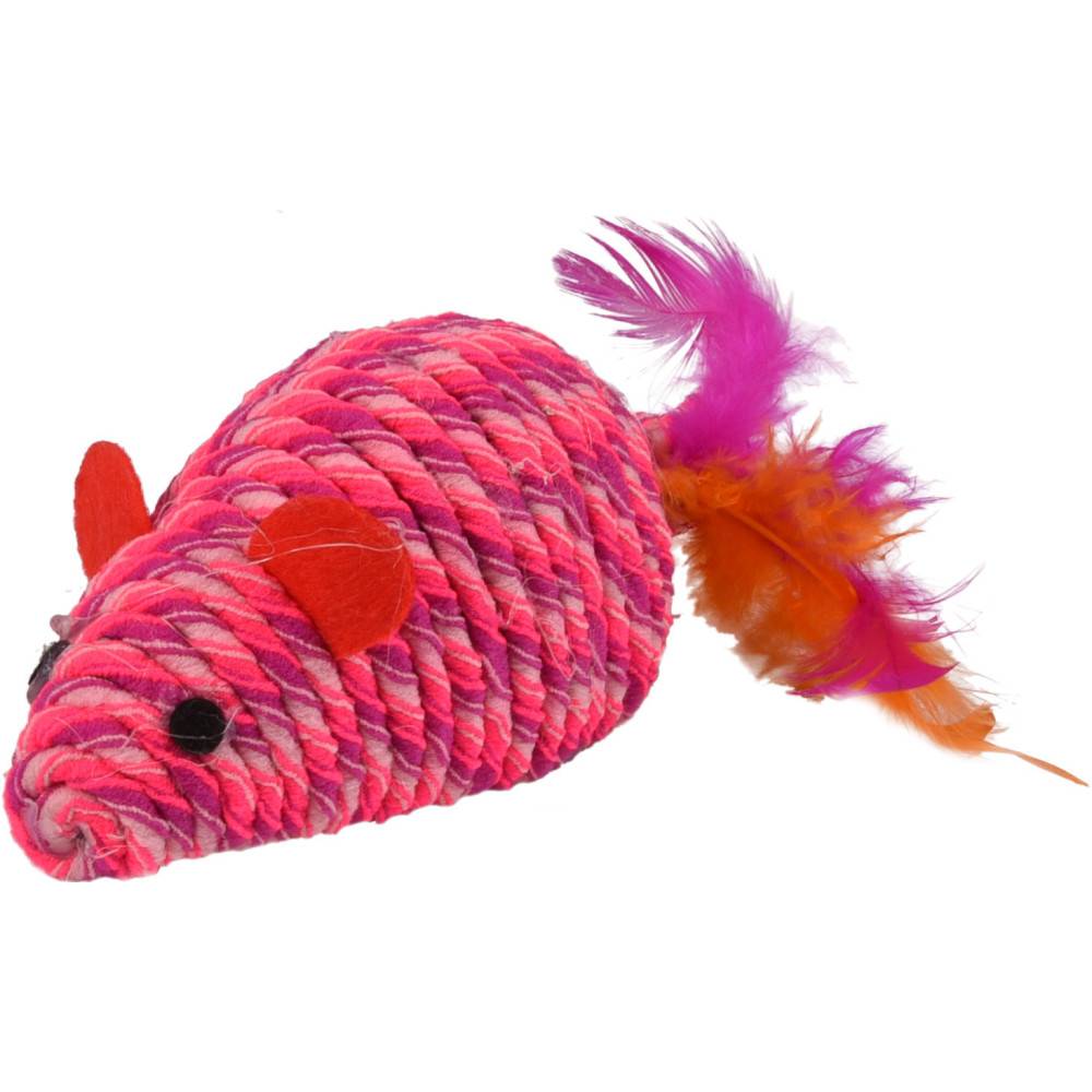 Souris BIBI rose 18 cm jeux pour chat - Image 1