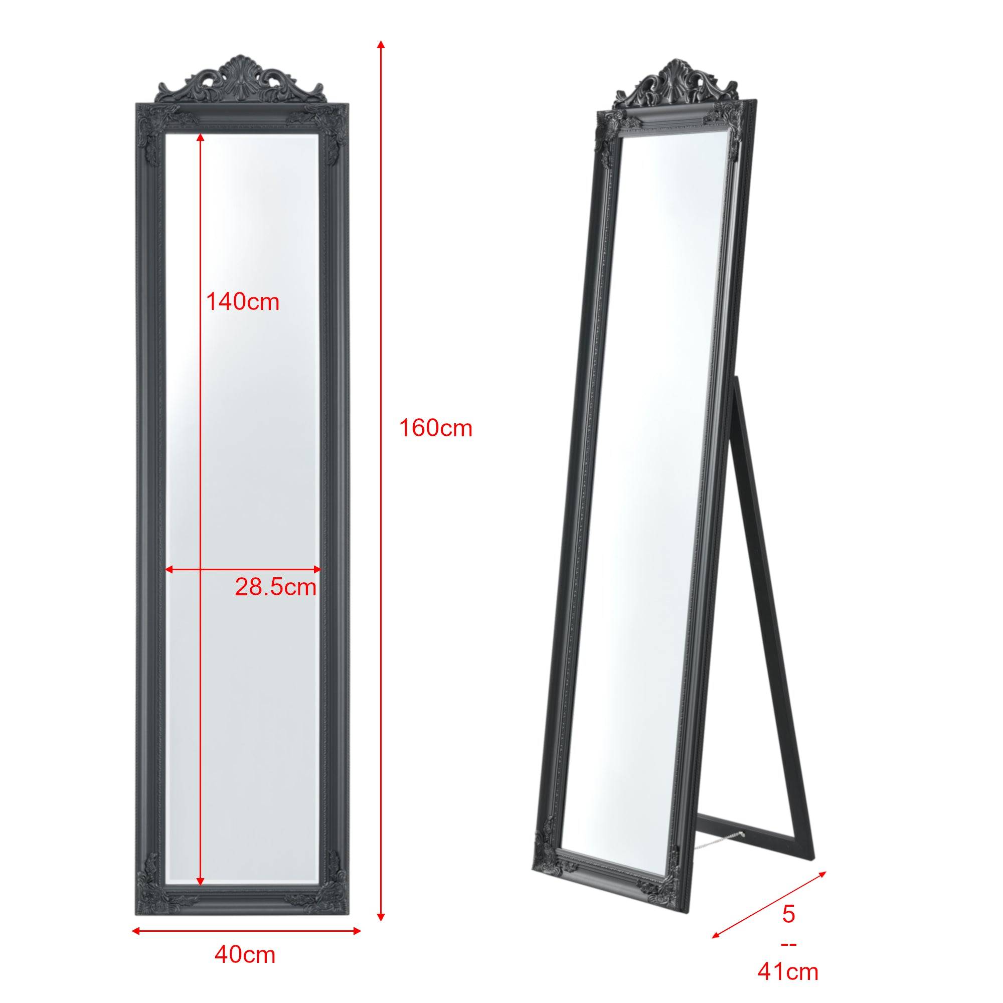 Helloshop26 - Miroir sur pied inclinable 160 x 40 cm gris foncé - Imagen 4
