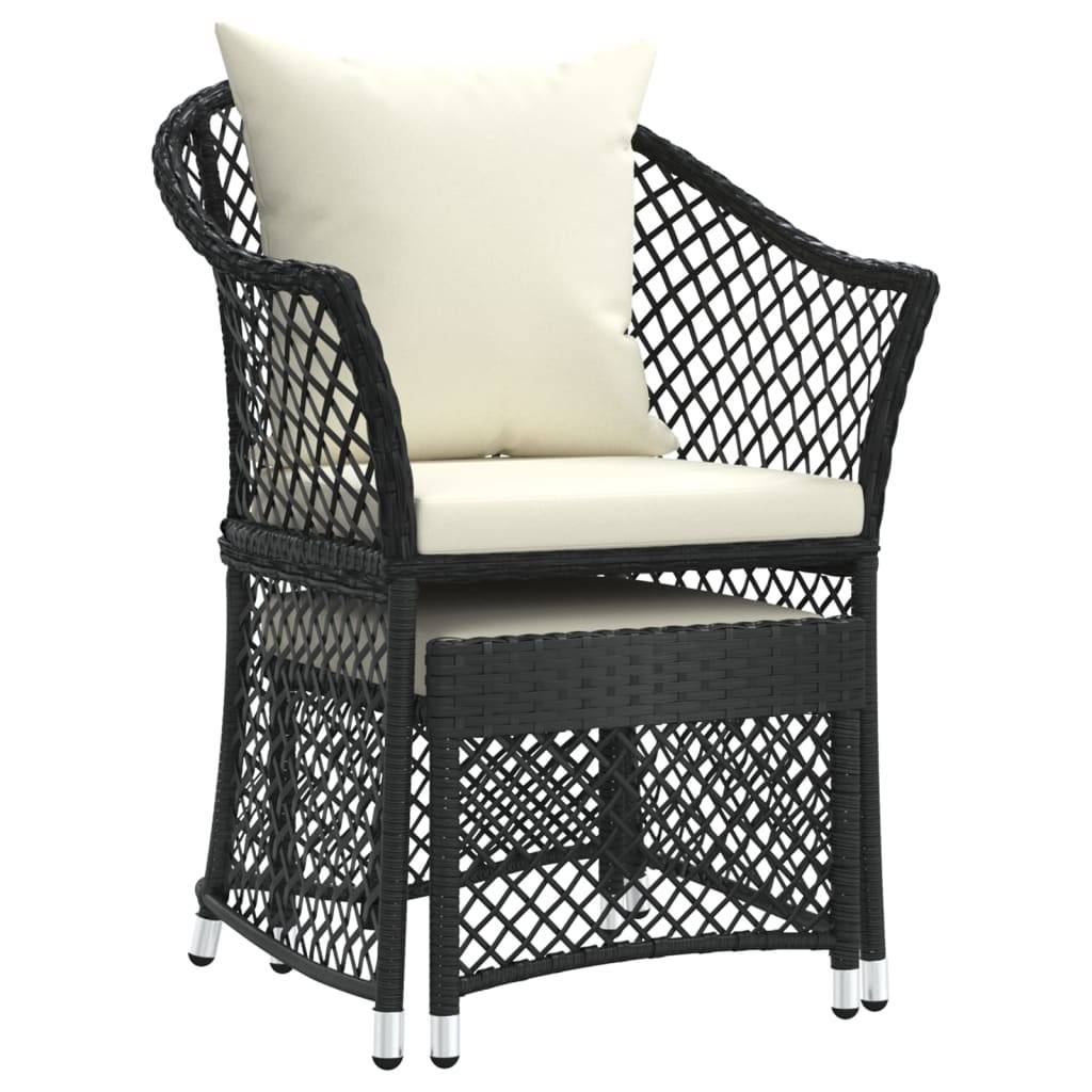Helloshop26 - Salon de jardin meuble d'extérieur ensemble de mobilier 2 pièces avec coussins noir résine tressée - Imagen 2