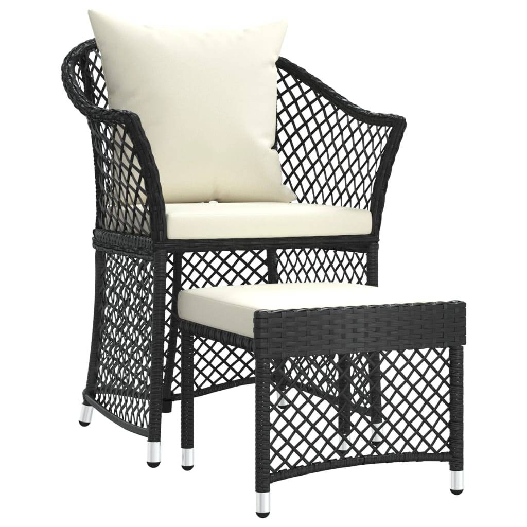 Helloshop26 - Salon de jardin meuble d'extérieur ensemble de mobilier 2 pièces avec coussins noir résine tressée - Imagen 1