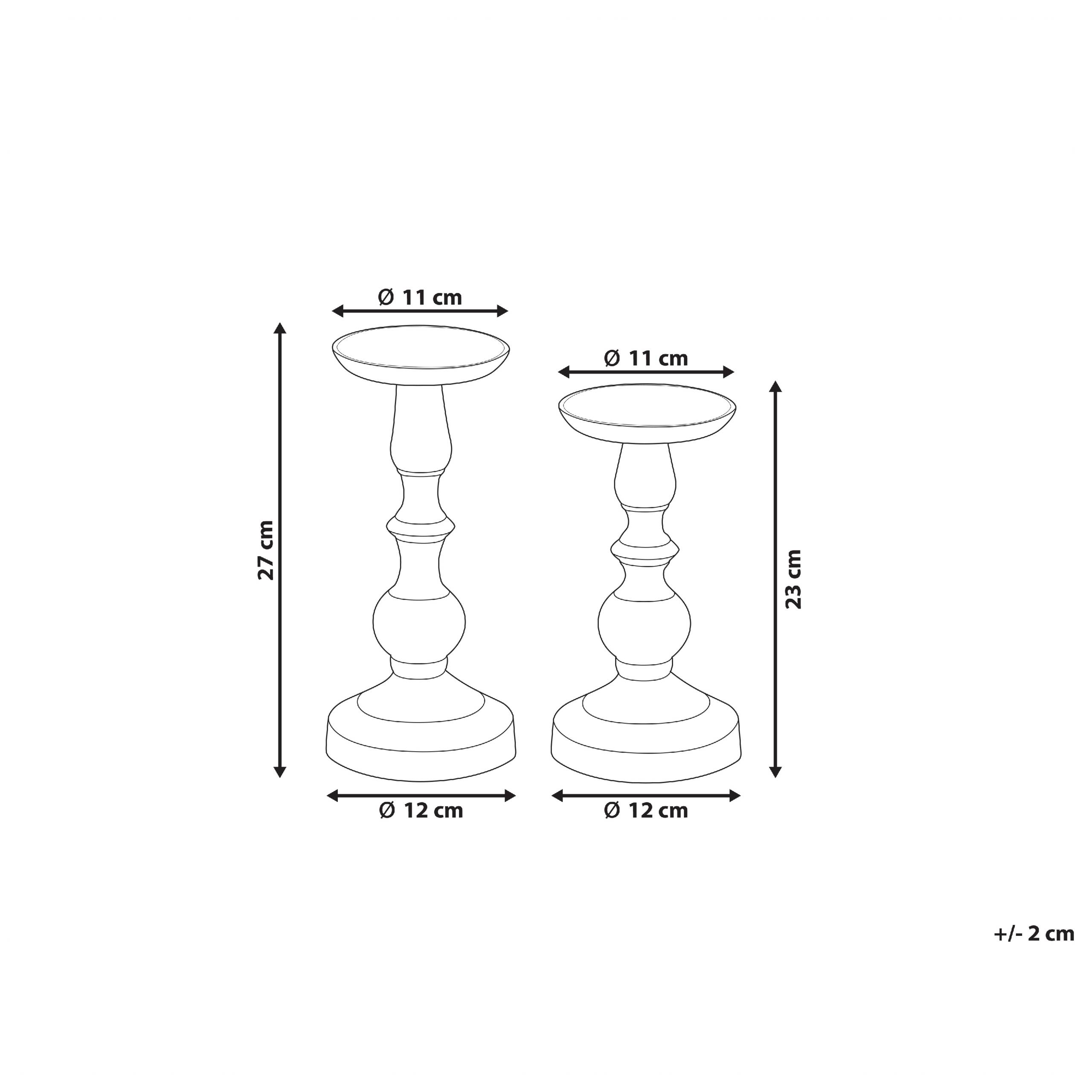 Beliani - Lot de 2 Bougeoirs en Aluminium Doré 23/27 cm Finition Brillante Robuste Léger Bougies Parfaites pour la Chambre et le Salon Eclairage Doux - Imagen 3