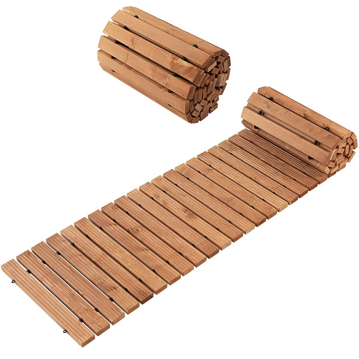 Allée de Jardin en Bois de 245 cm avec Fil d'Acier et Texture Antidérapante pour Jardin Cour Bord de Mer - Image 1