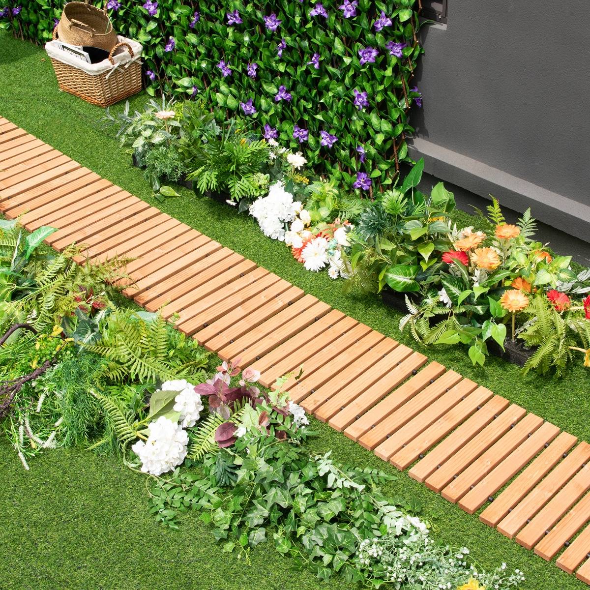 Allée de Jardin en Bois de 245 cm avec Fil d'Acier et Texture Antidérapante pour Jardin Cour Bord de Mer - Image 4
