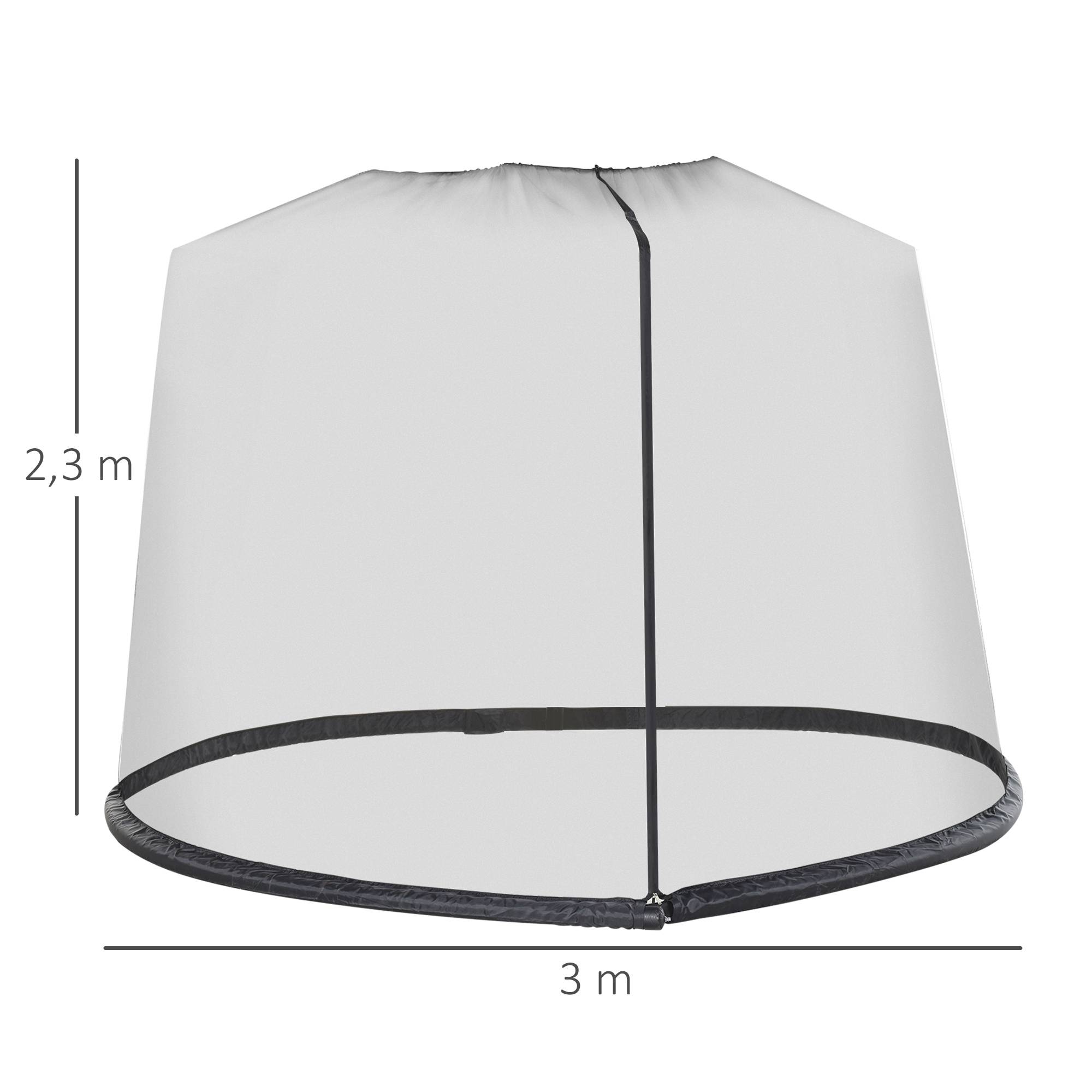 Moustiquaire pour parasol tissu Oxford jardin terrasse protection anti-insectes 300x230cm noir - ComfortXL Outdoor Living - Image 5