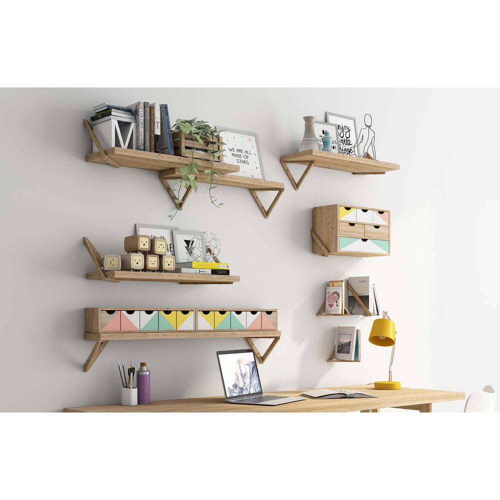 Etagère tablette murale en pin brut (Lot de 2) Astigarraga - Imagen 2